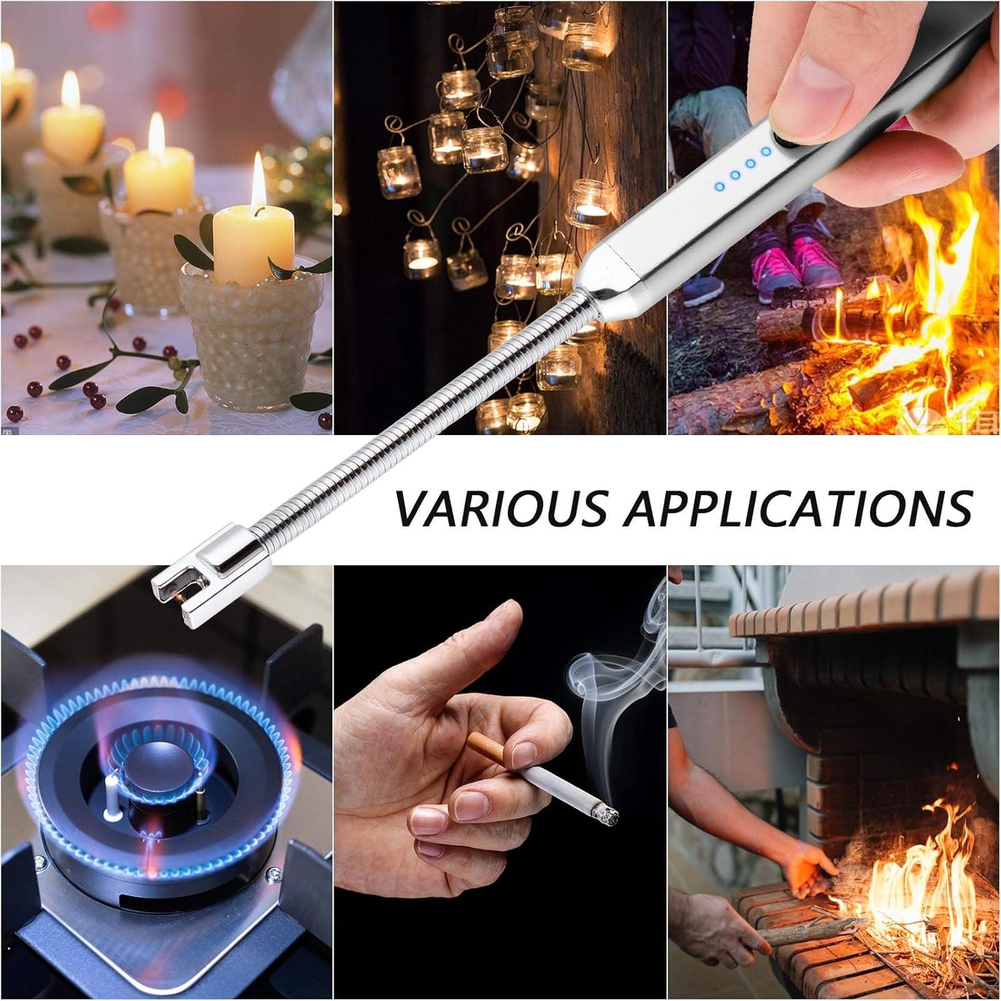 MEIRUBY Electric Candle Lighter - Stocking Stuffers for Adults Women Men Wife Nana, USB Arc Rechargeable Windproof Long Lighter for Candle, Birthday for Women Men Mom Wife Sister Nana