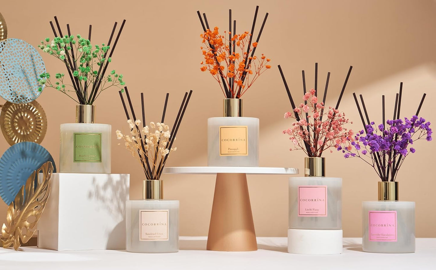 COCORRÍNA Reed Diffuser Set, 6.7 oz Clean Linen Scented Diffuser with Sticks Home Fragrance Reed Diffuser for Bathroom Shelf Decor