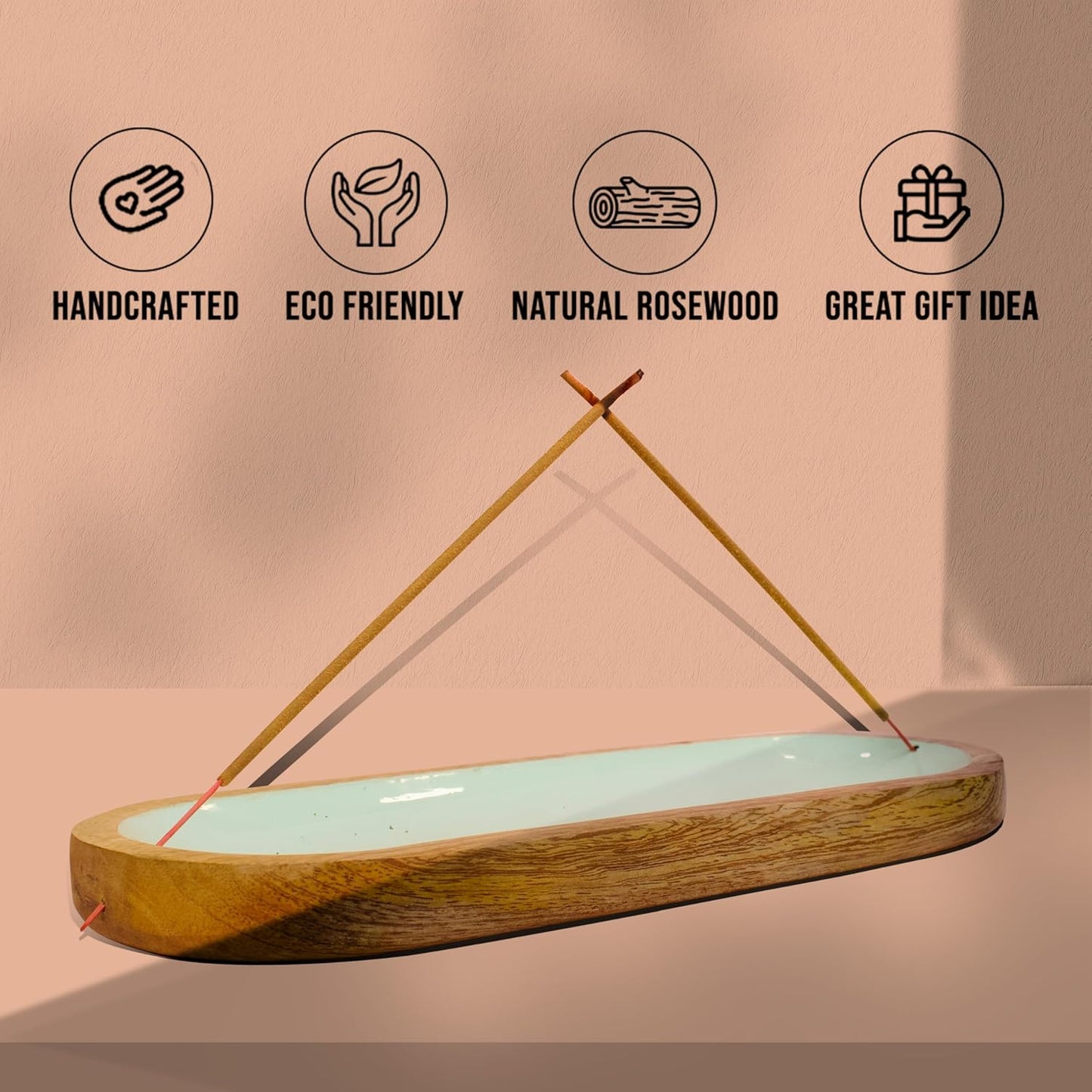 UnitedPrime Incense Holder-Incense Burner/Ash Catcher-Handmade Wooden Incense Tray Home Decor 11x4x1.2 Inches