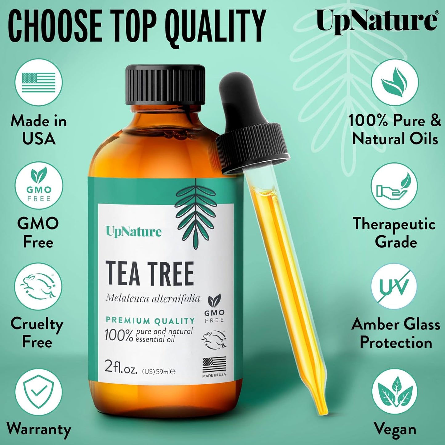 UpNature Organic Tea Tree Oil - 100% Pure Tea Tree Essential Oil