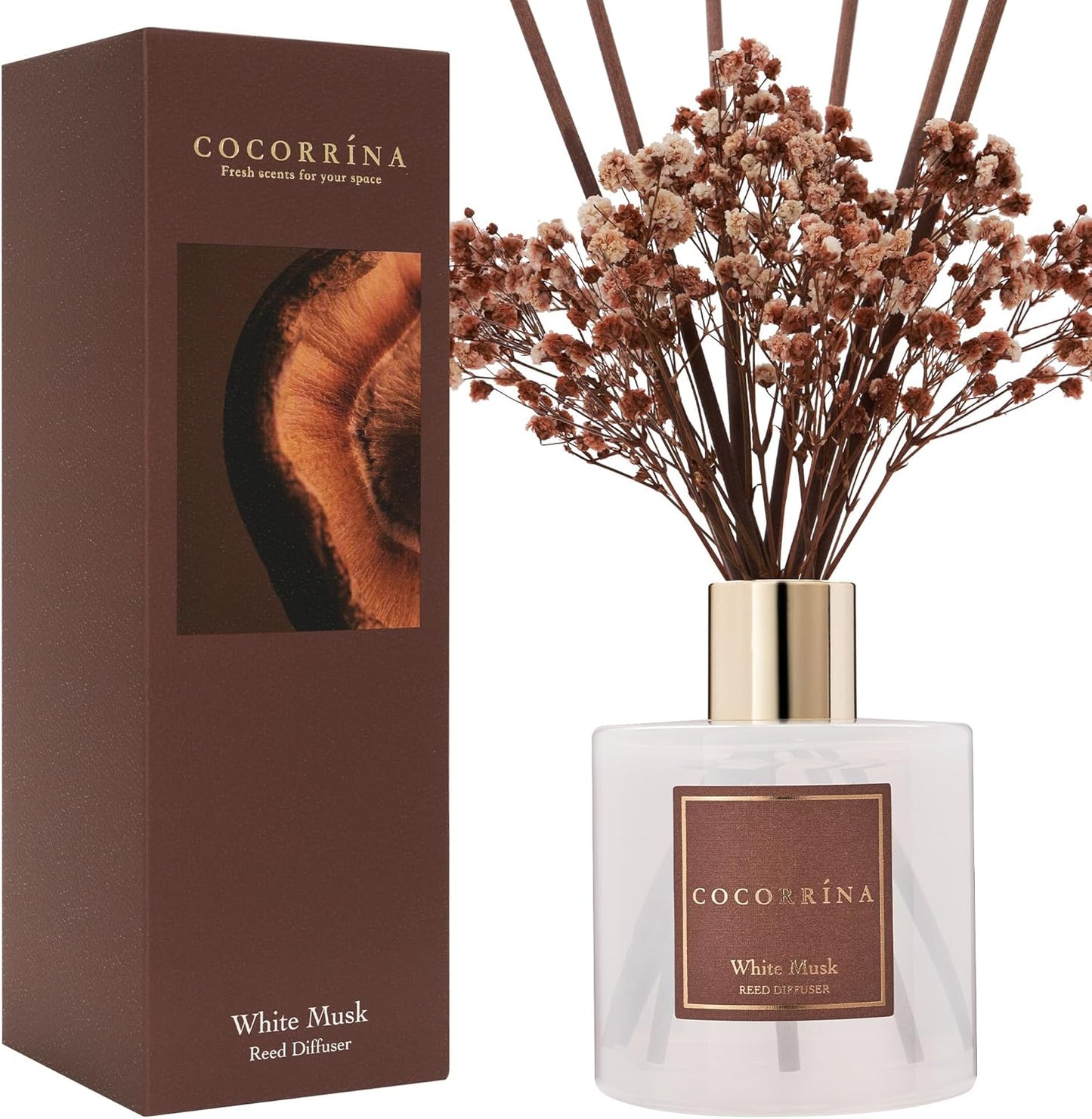 COCORRÍNA Reed Diffuser Set, 6.7 oz Clean Linen Scented Diffuser with Sticks Home Fragrance Reed Diffuser for Bathroom Shelf Decor