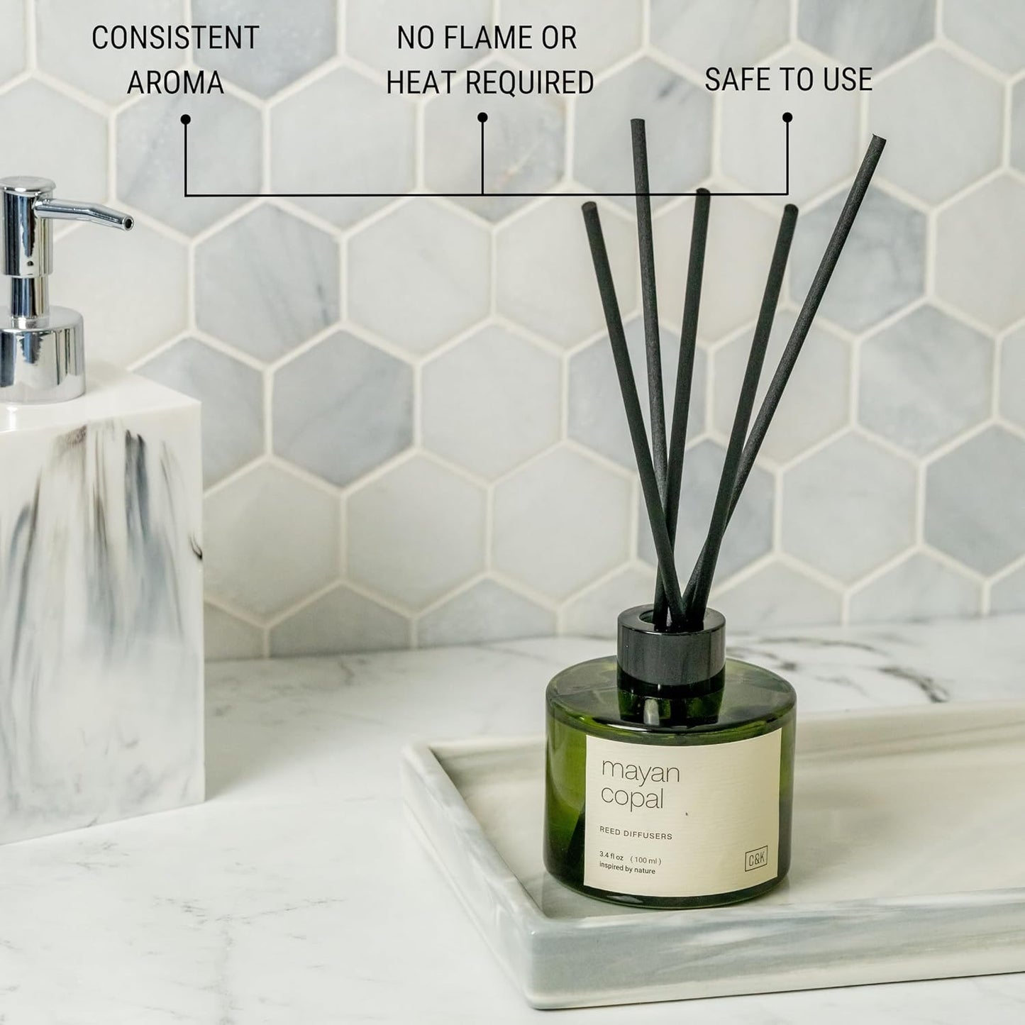 Craft & Kin Reed Diffuser Set Santal Woods, Reed Diffusers for Home, Fragrance Diffuser Sticks, Oil Diffuser Sticks, Oil Diffuser with Sticks, Reed Diffuser for Men | Christmas Reed Diffuser