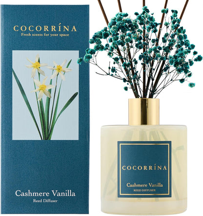 COCORRÍNA Reed Diffuser Set, Clean Linen Scented Diffuser with Sticks Home Fragrance Reed Diffuser for Bathroom Shelf Decor