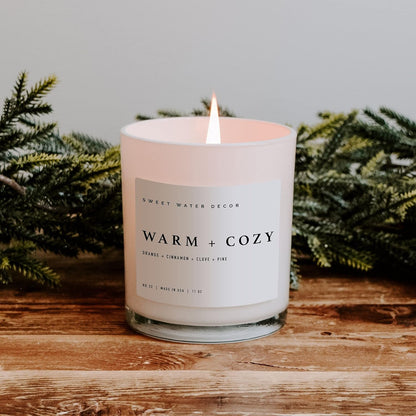 Sweet Water Decor Salt and Sea Candle - Sea Salt, Citrus, Amber, Musk, Beach Scented Soy Candles for Home - 11oz White Glass Jar   Wood Lid, 50  Hour Burn Time, Made in the USA