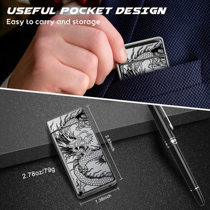 LcFun Electric USB Rechargeable Lighter, Windproof Plasma Dual Arc Lighter, Electronic Flameless Cool Lighters Gifts for Men Fathers Husband (Gold Dragon)