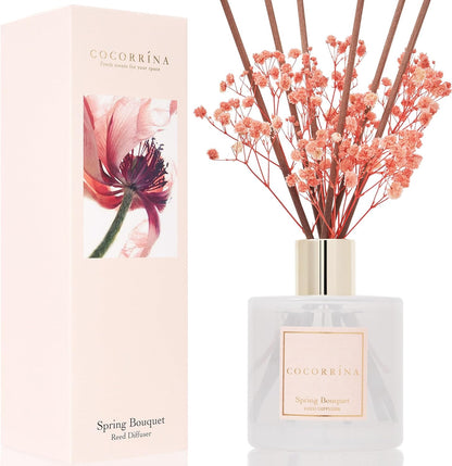 COCORRÍNA Reed Diffuser Set, Clean Linen Scented Diffuser with Sticks Home Fragrance Reed Diffuser for Bathroom Shelf Decor