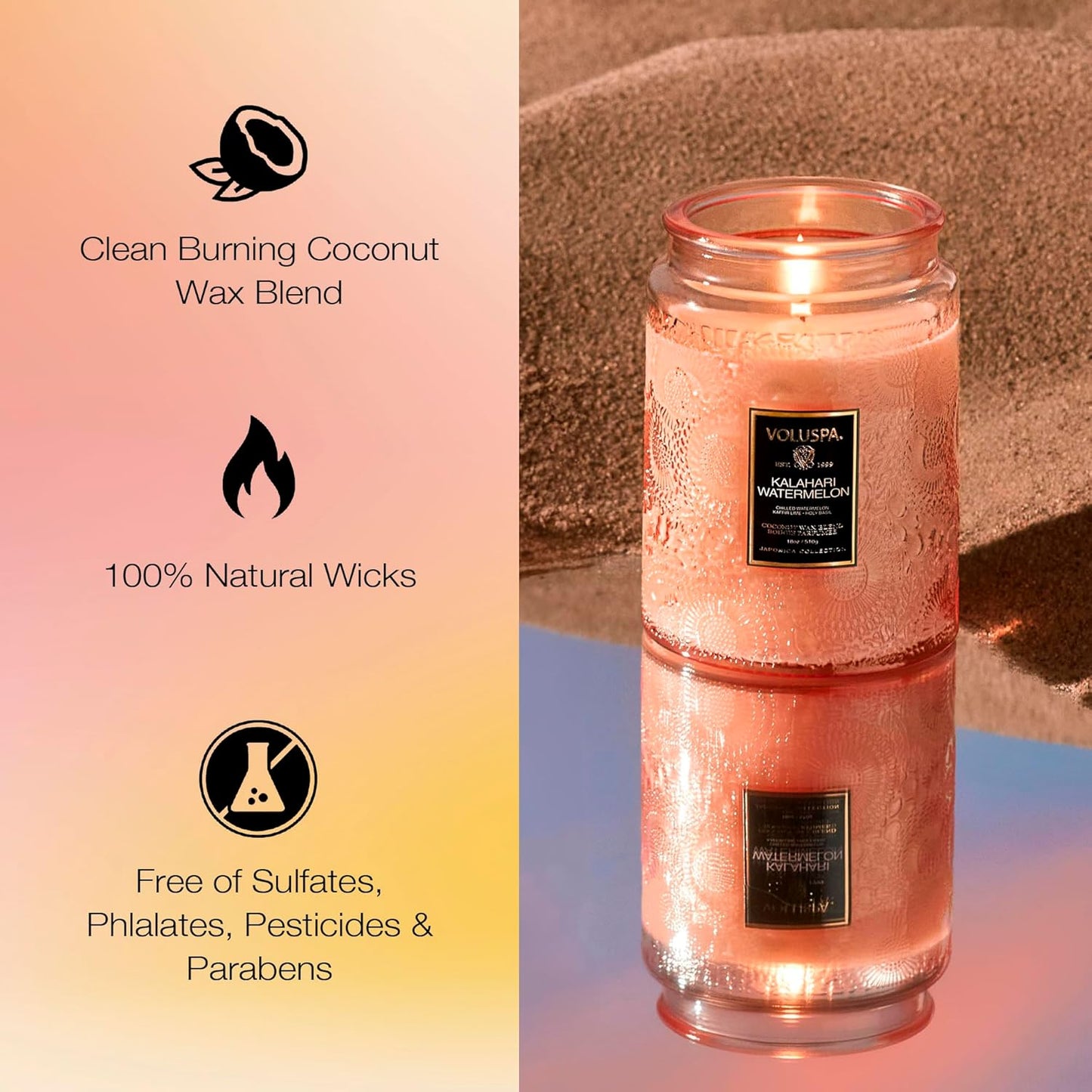 Voluspa Goji Tarocco Orange, Large Candle Jar, 18 oz, 100 Hour Burn Time, All Natural Wicks and Coconut Wax for Clean Burning, Vegan, Poured in the USA