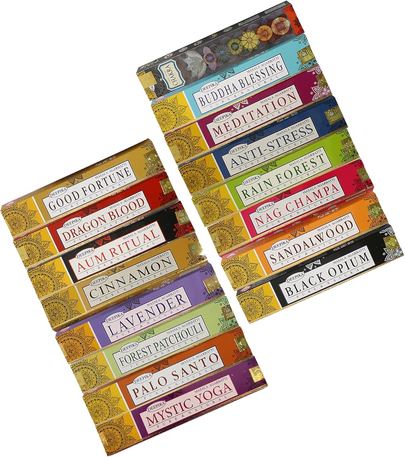 Satya Premium Mix Assorted Incense Sticks Set of 12 Pack | for Meditation, Aromatherapy, Healing, Yoga, Positivity and Relaxation | 180 Sticks (12Packs X 15Sticks)