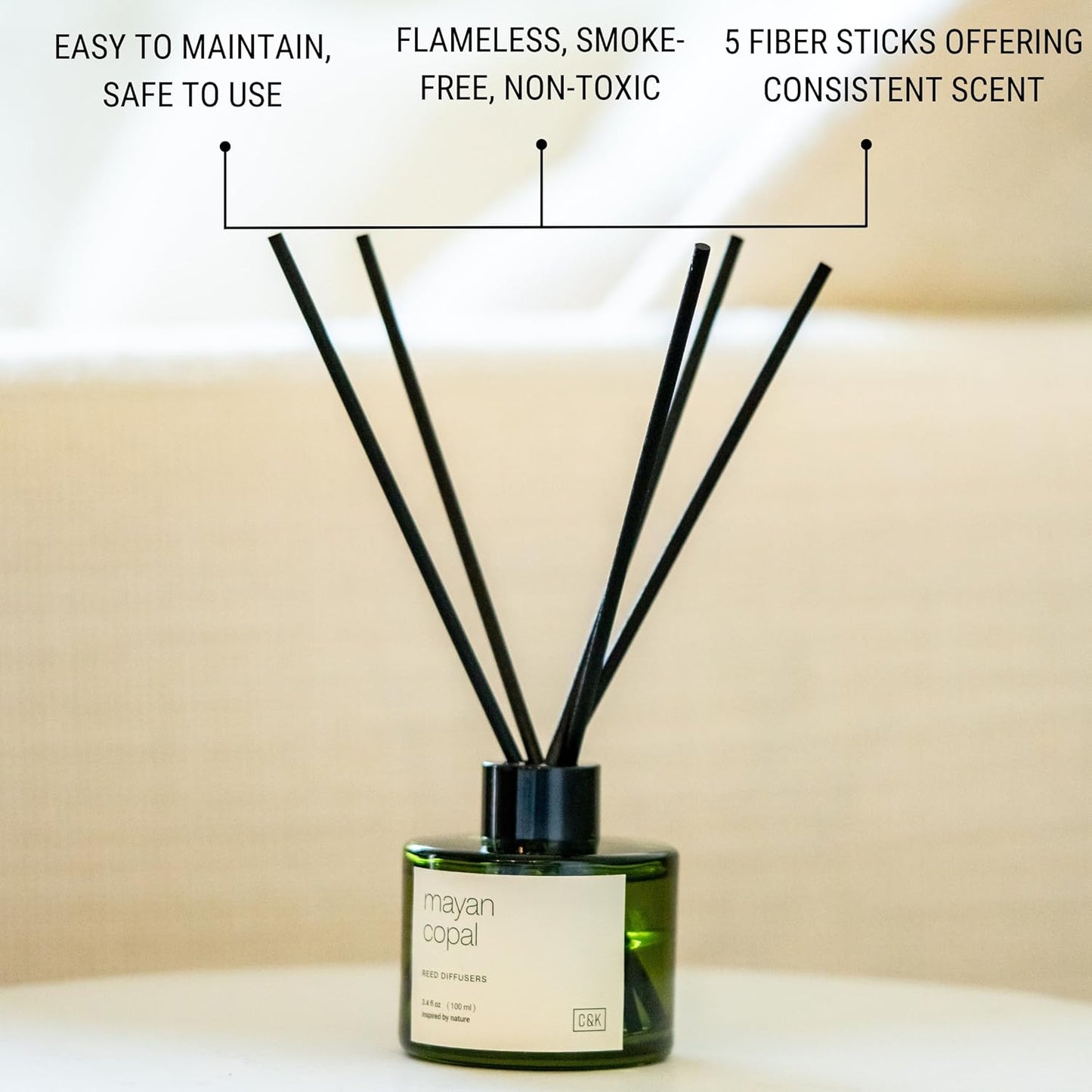 Craft & Kin Reed Diffuser Set Santal Woods, Reed Diffusers for Home, Fragrance Diffuser Sticks, Oil Diffuser Sticks, Oil Diffuser with Sticks, Reed Diffuser for Men | Christmas Reed Diffuser