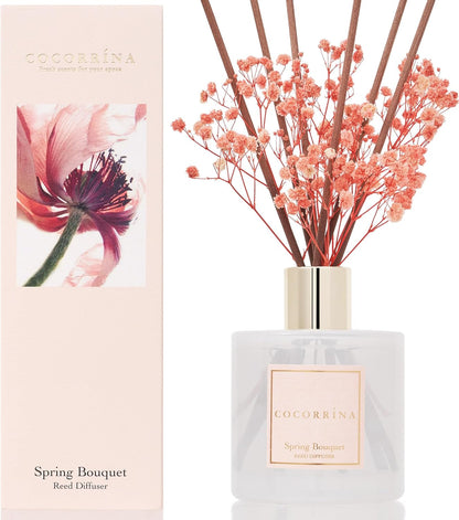 COCORRÍNA Reed Diffuser Set, Clean Linen Scented Diffuser with Sticks Home Fragrance Reed Diffuser for Bathroom Shelf Decor