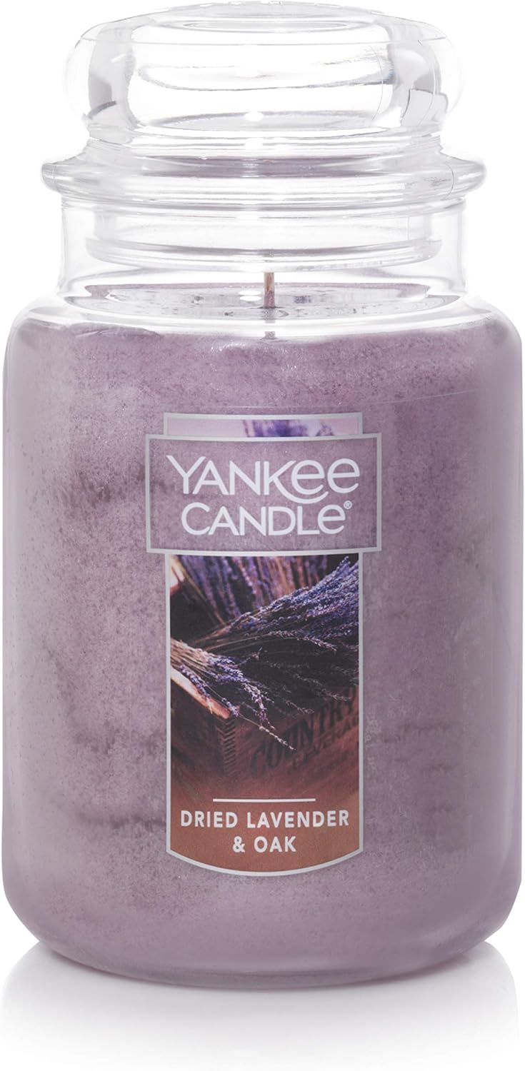 Yankee Candle | Dried Lavender & Oak Scented, Classic 22 Oz Large Jar Single Wick Aromatherapy Candle, Over 110 Hours of Burn Time