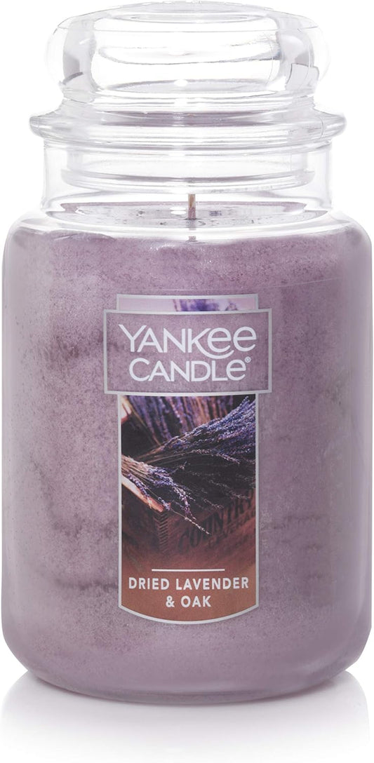 Yankee Candle | Dried Lavender & Oak Scented, Classic 22 Oz Large Jar Single Wick Aromatherapy Candle, Over 110 Hours of Burn Time, Ideal for Creating a Welcoming Home