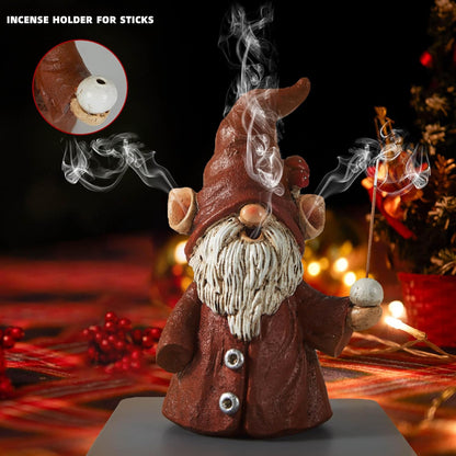 Gnome Incense Holder for Sticks, Incense Cone Burner Ornaments, Gnome Decor for Desk, Unique Gnome Gifts for Women Men