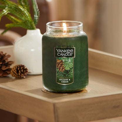 Yankee Candle | Balsam & Cedar Scented, Classic 22oz Large Jar Single Wick Candle, Over 110 Hours of Burn Time, Ideal Holiday Gift