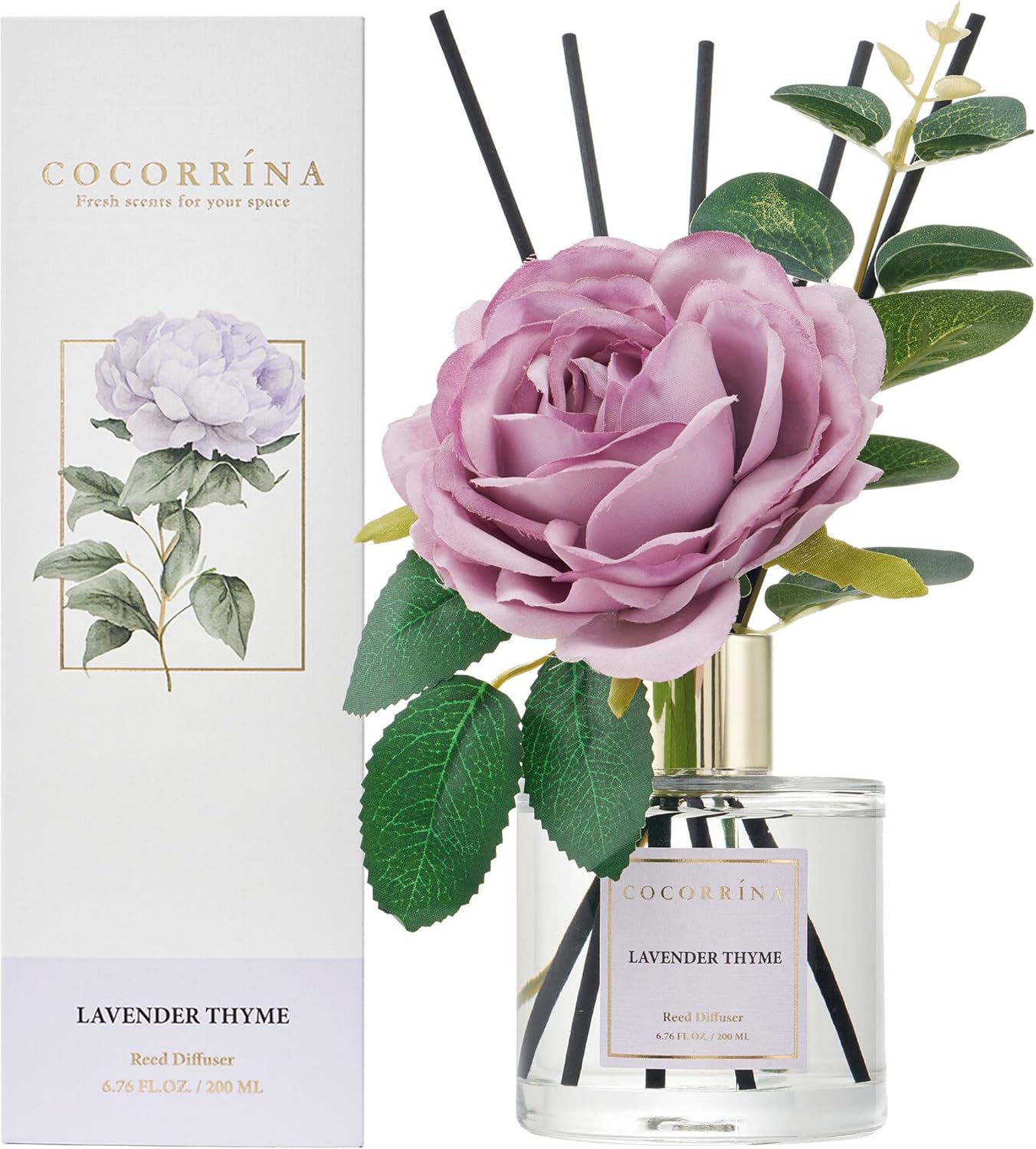 COCORRÍNA Reed Diffuser Set, Clean Linen Scented Diffuser with Sticks Home Fragrance Reed Diffuser for Bathroom Shelf Decor