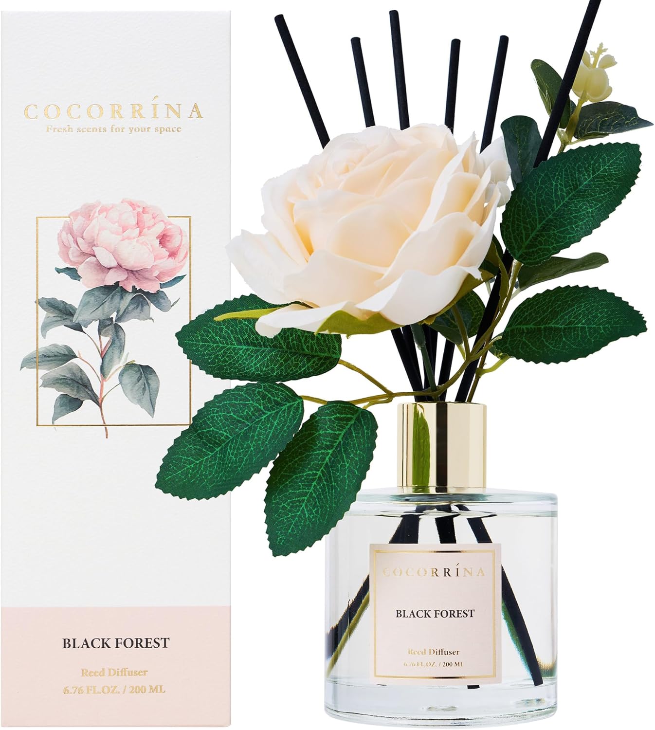 COCORRÍNA Reed Diffuser Set, Clean Linen Scented Diffuser with Sticks Home Fragrance Reed Diffuser for Bathroom Shelf Decor