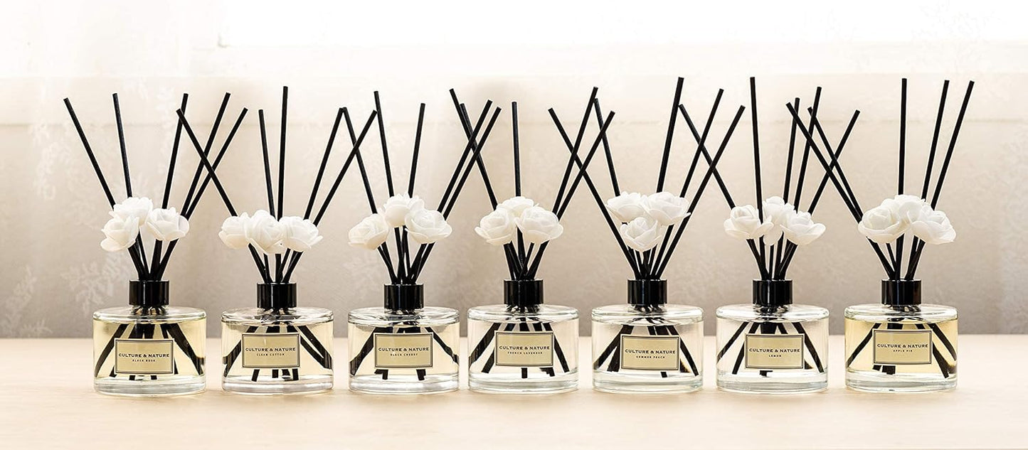 CULTURE & NATURE Reed Diffuser Set 6.7oz (200ml) Clean Cotton Scented Diffuser with Sticks Home Fragrance Reed Diffuser for Bathroom Shelf Decor