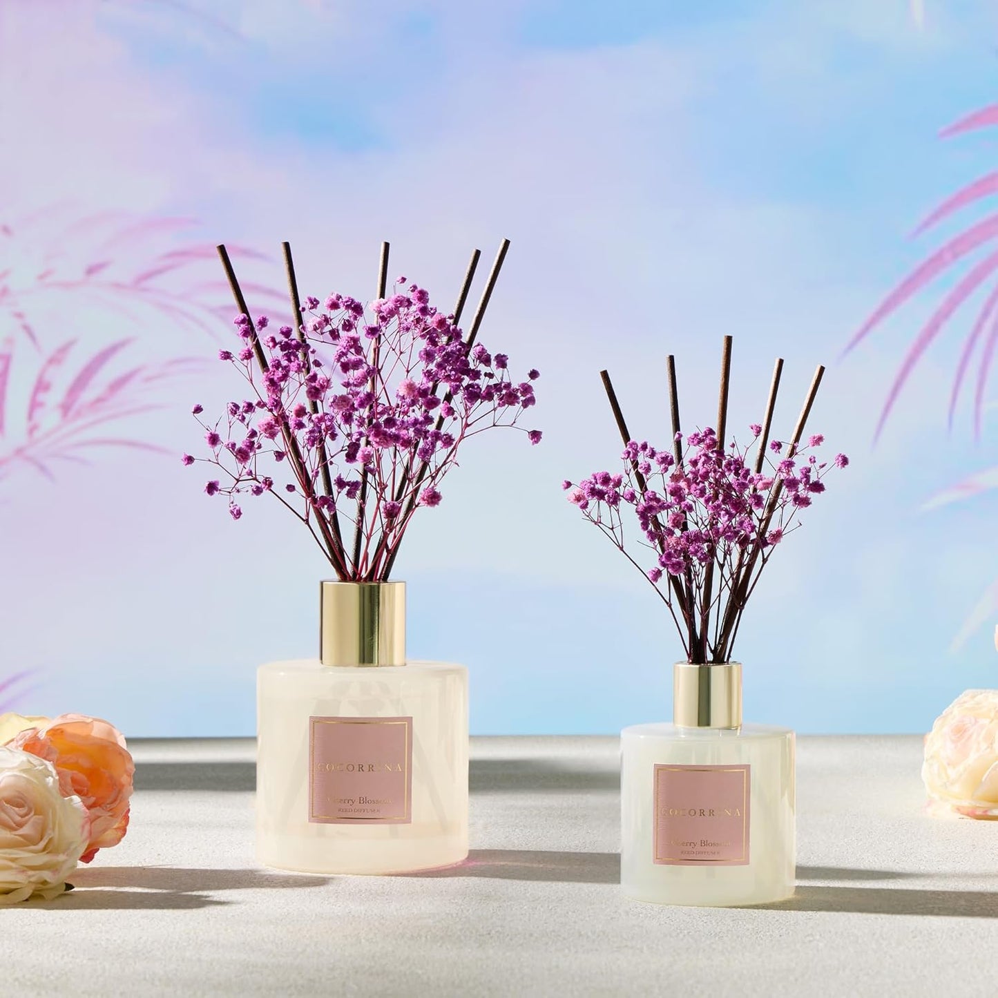 COCORRÍNA Reed Diffuser Set, Clean Linen Scented Diffuser with Sticks Home Fragrance Reed Diffuser for Bathroom Shelf Decor