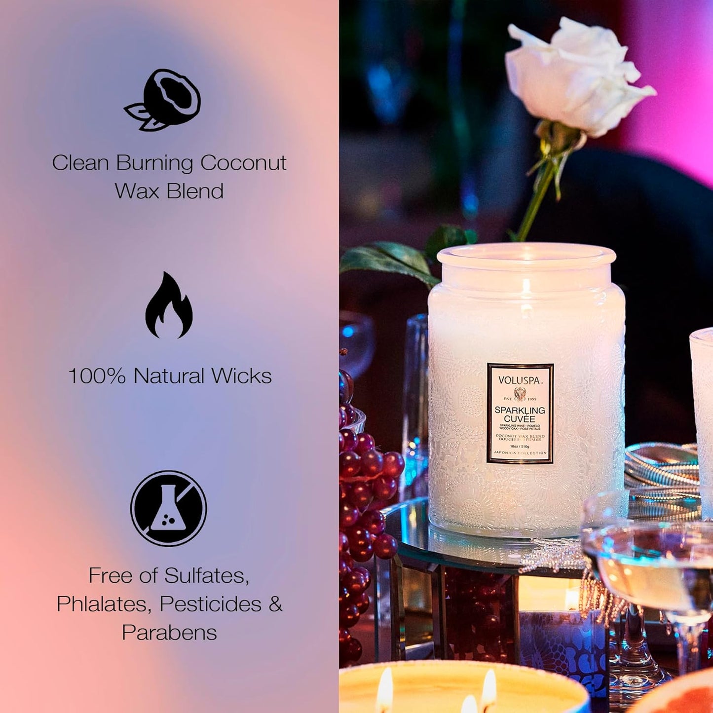 Voluspa Goji Tarocco Orange, Large Candle Jar, 18 oz, 100 Hour Burn Time, All Natural Wicks and Coconut Wax for Clean Burning, Vegan, Poured in the USA