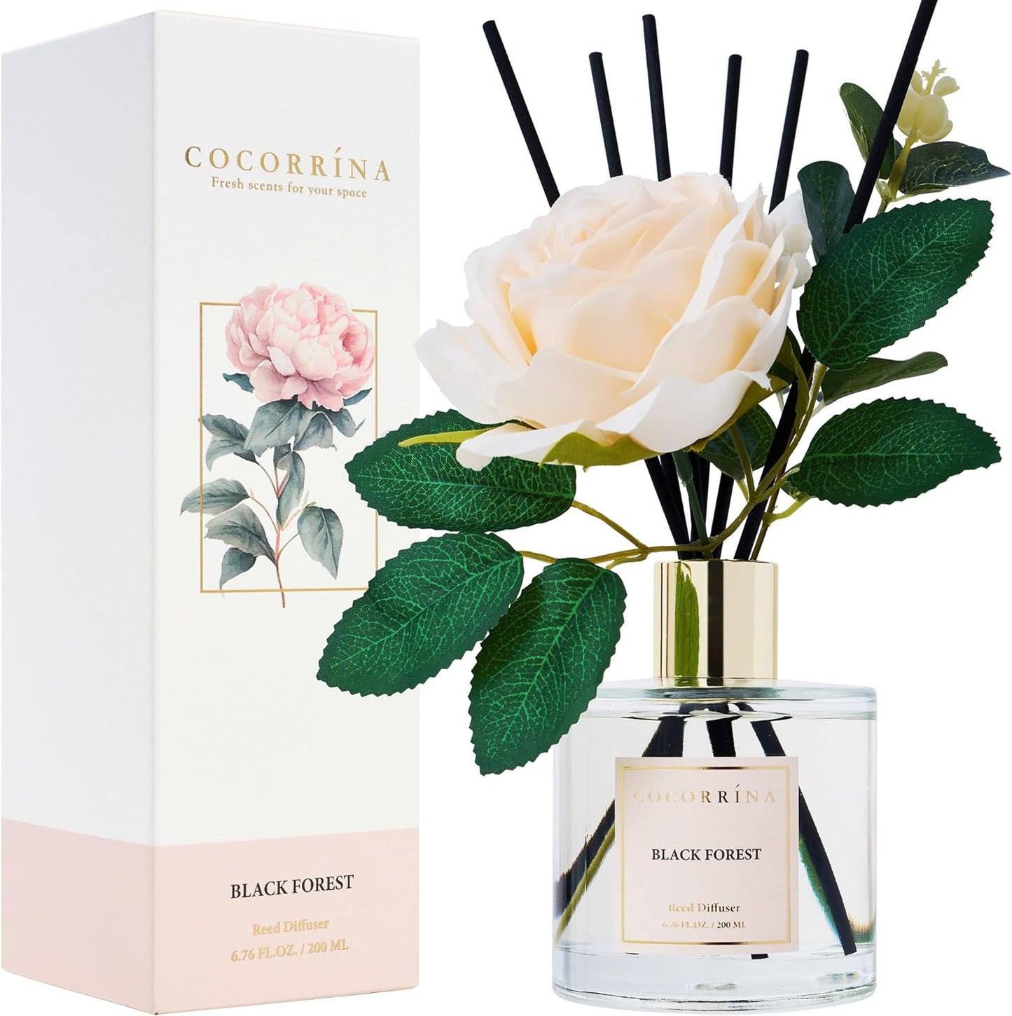 Cocorrína Clean Linen Scented Reed Diffuser Oil with 8 Sticks Fragrance for Bedroom, Bathroom, Oil Diffuser, Home Décor, 6.7 oz. (200 ml)