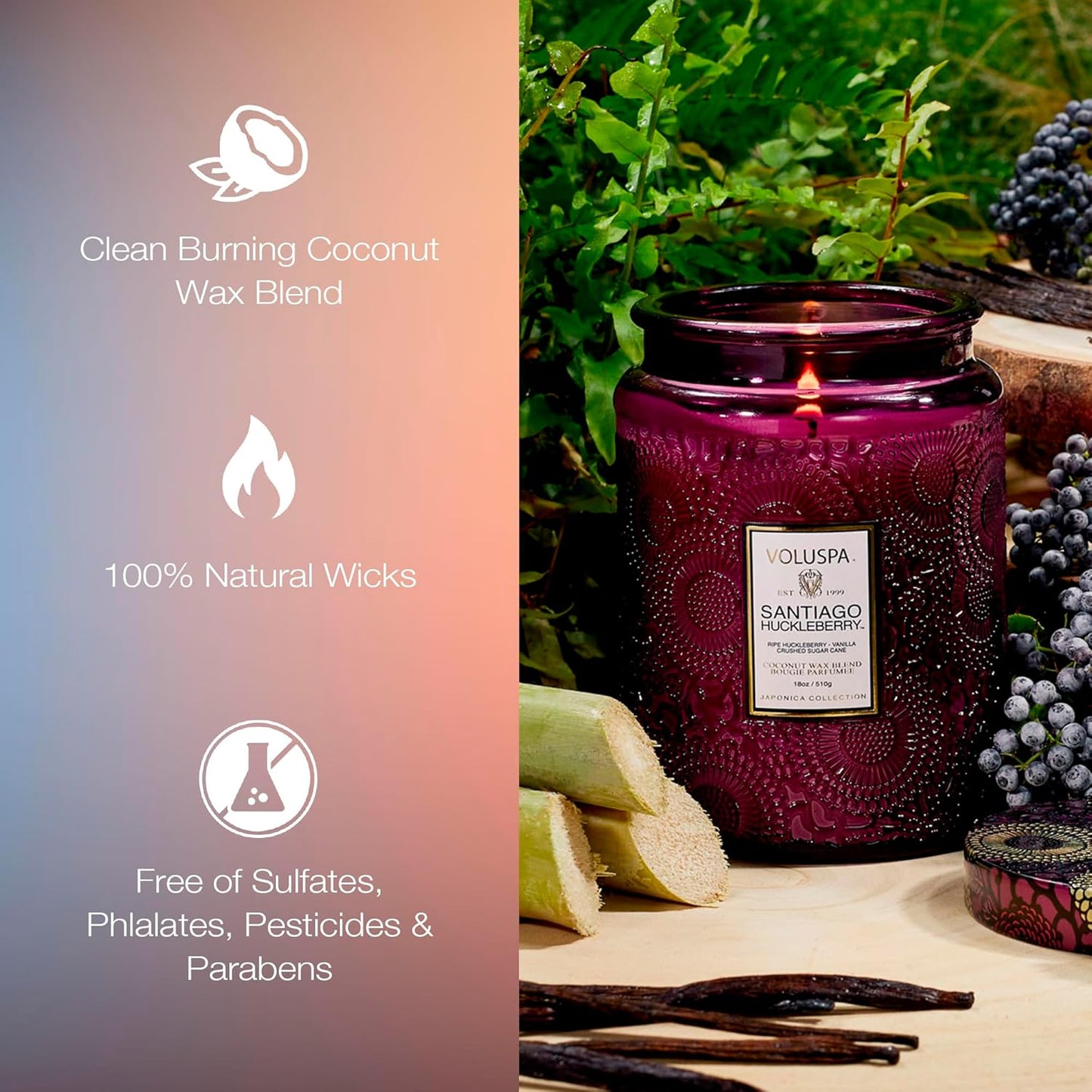 Voluspa Goji Tarocco Orange, Large Candle Jar, 18 oz, 100 Hour Burn Time, All Natural Wicks and Coconut Wax for Clean Burning, Vegan, Poured in the USA