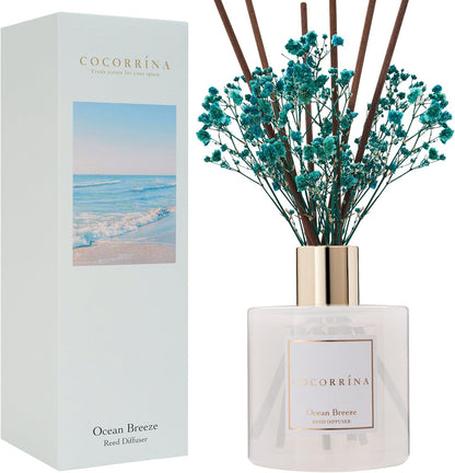 COCORRÍNA Reed Diffuser Set, Clean Linen Scented Diffuser with Sticks Home Fragrance Reed Diffuser for Bathroom Shelf Decor