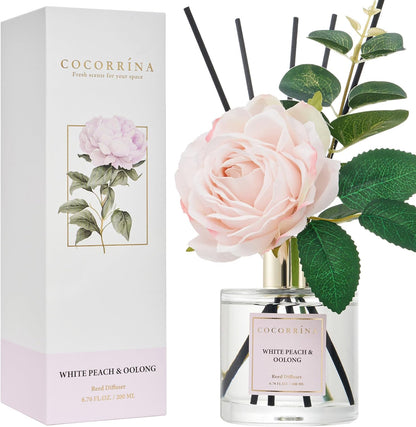 COCORRÍNA Reed Diffuser Set, Clean Linen Scented Diffuser with Sticks Home Fragrance Reed Diffuser for Bathroom Shelf Decor