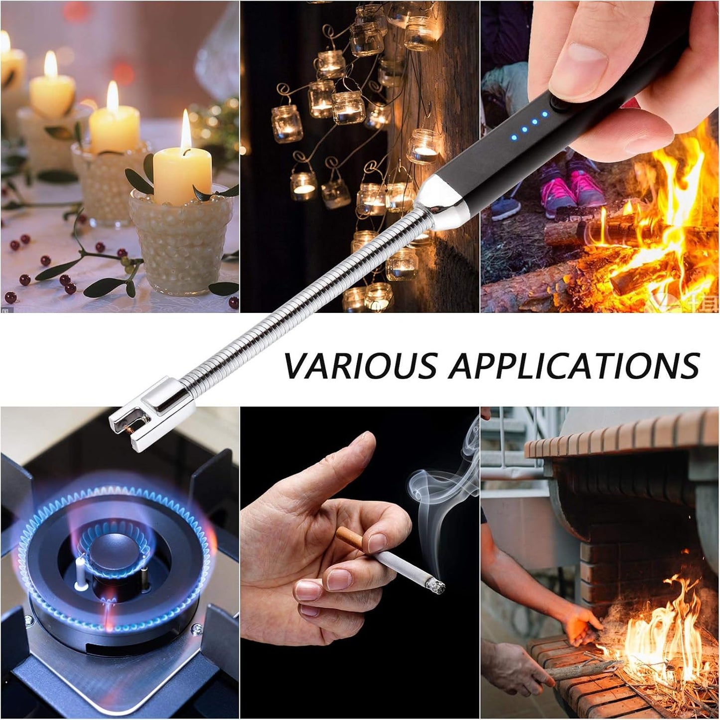 MEIRUBY Electric Candle Lighter - Stocking Stuffers for Adults Women Men Wife Nana, USB Arc Rechargeable Windproof Long Lighter for Candle, Birthday for Women Men Mom Wife Sister Nana