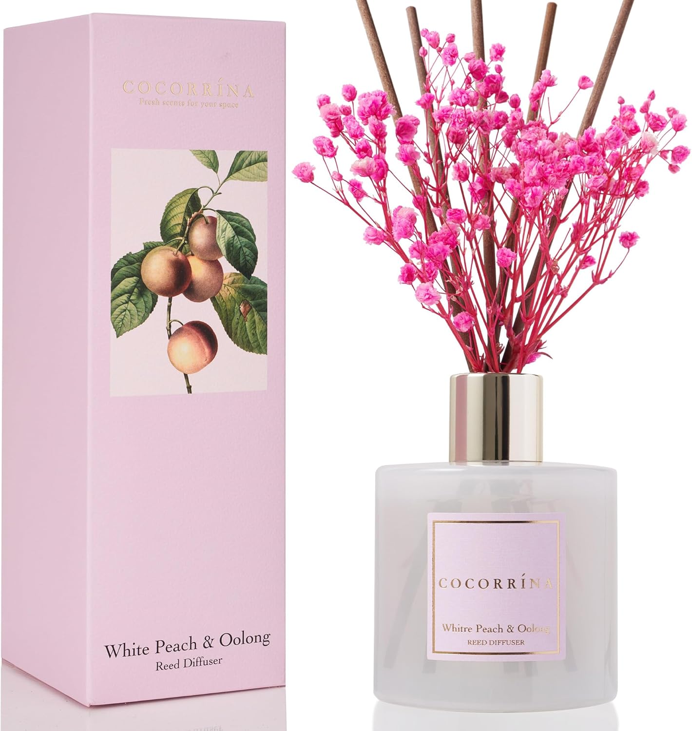 Cocorrína Clean Linen Scented Reed Diffuser Oil with 8 Sticks Fragrance for Bedroom, Bathroom, Oil Diffuser, Home Décor, 6.7 oz. (200 ml)