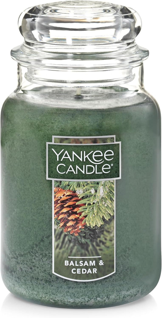 Yankee Candle | Balsam & Cedar Scented, Classic 22oz Large Jar Single Wick Candle, Over 110 Hours of Burn Time, Ideal Holiday Gift