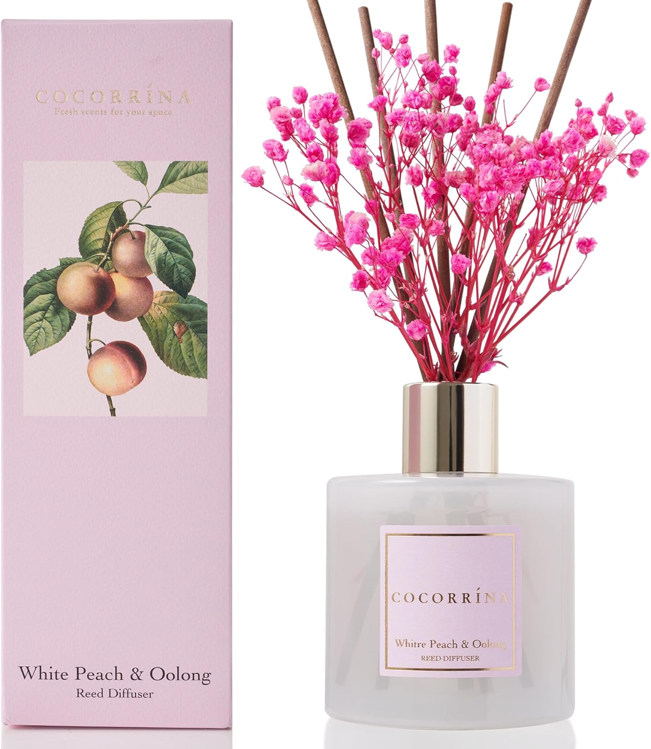 Cocorrína Clean Linen Scented Reed Diffuser Oil with 8 Sticks Fragrance for Bedroom, Bathroom, Oil Diffuser, Home Décor, 6.7 oz. (200 ml)