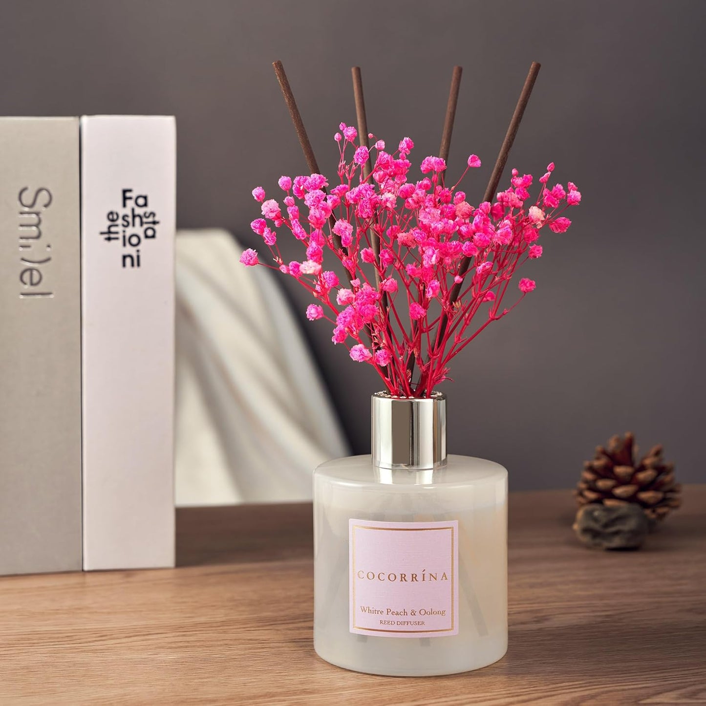 COCORRÍNA Reed Diffuser Set, Clean Linen Scented Diffuser with Sticks Home Fragrance Reed Diffuser for Bathroom Shelf Decor