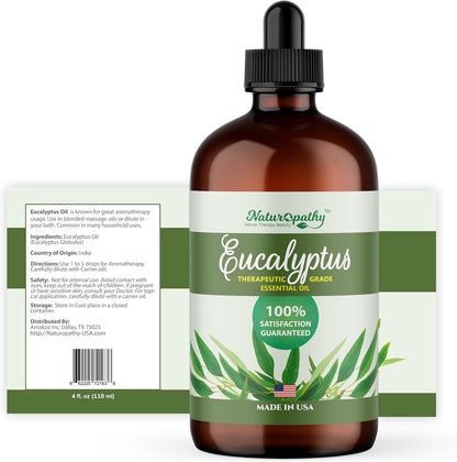 Naturopathy Peppermint Essential Oil, Natural Therapeutic Grade, Premium Quality Peppermint Oil, 4 fl. Oz - Perfect for Aromatherapy and Relaxation