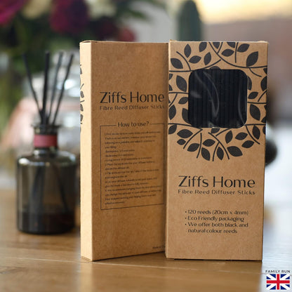 Ziffs Home® 120pcs Black Fibre Reed Diffuser Sticks - 20cm/7.87in x 4mm/0.16in - Thick Diffuser Reeds Sticks - Diffuser Sticks for Diffuser Oils Fragrance Refill - Fibre Reeds for Diffusers