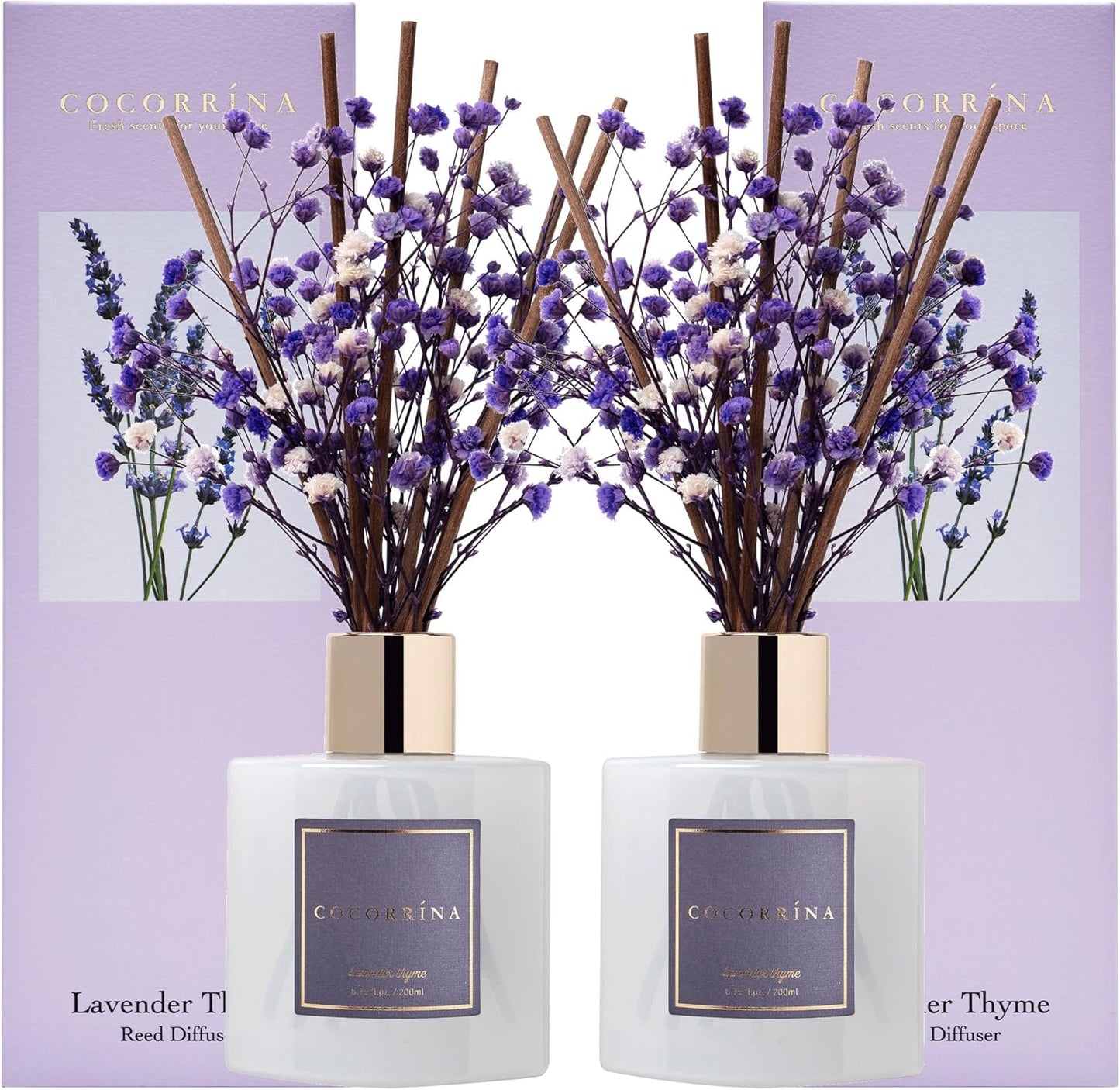 COCORRÍNA Reed Diffuser Set, Clean Linen Scented Diffuser with Sticks Home Fragrance Reed Diffuser for Bathroom Shelf Decor