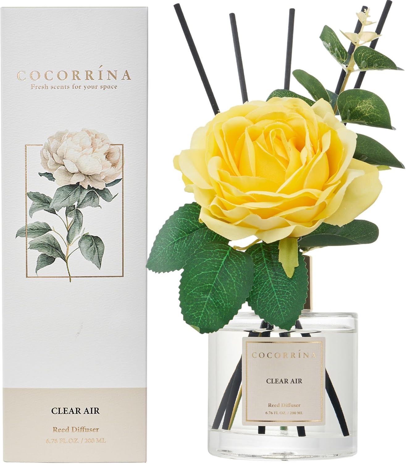 COCORRÍNA Reed Diffuser Set, Clean Linen Scented Diffuser with Sticks Home Fragrance Reed Diffuser for Bathroom Shelf Decor