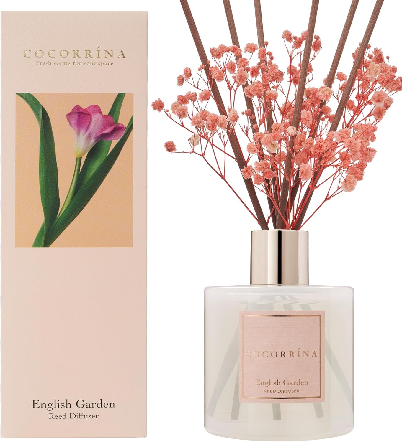 COCORRÍNA Reed Diffuser Set, Clean Linen Scented Diffuser with Sticks Home Fragrance Reed Diffuser for Bathroom Shelf Decor