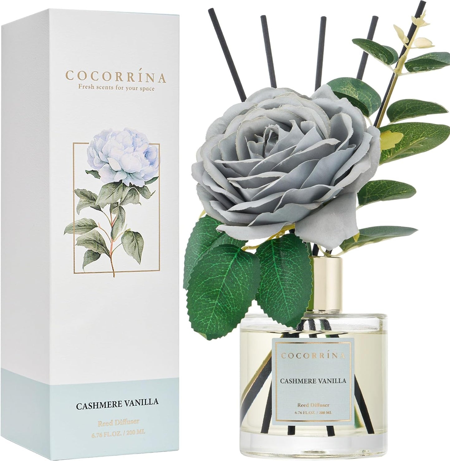COCORRÍNA Reed Diffuser Set, Clean Linen Scented Diffuser with Sticks Home Fragrance Reed Diffuser for Bathroom Shelf Decor