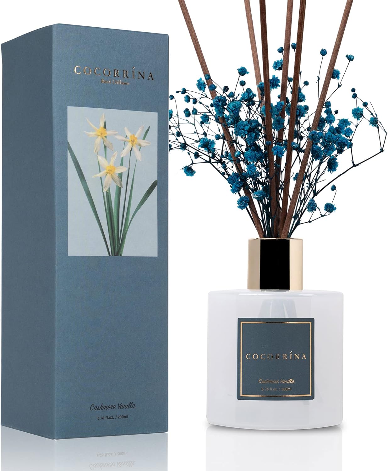 COCORRÍNA Reed Diffuser Set, Clean Linen Scented Diffuser with Sticks Home Fragrance Reed Diffuser for Bathroom Shelf Decor