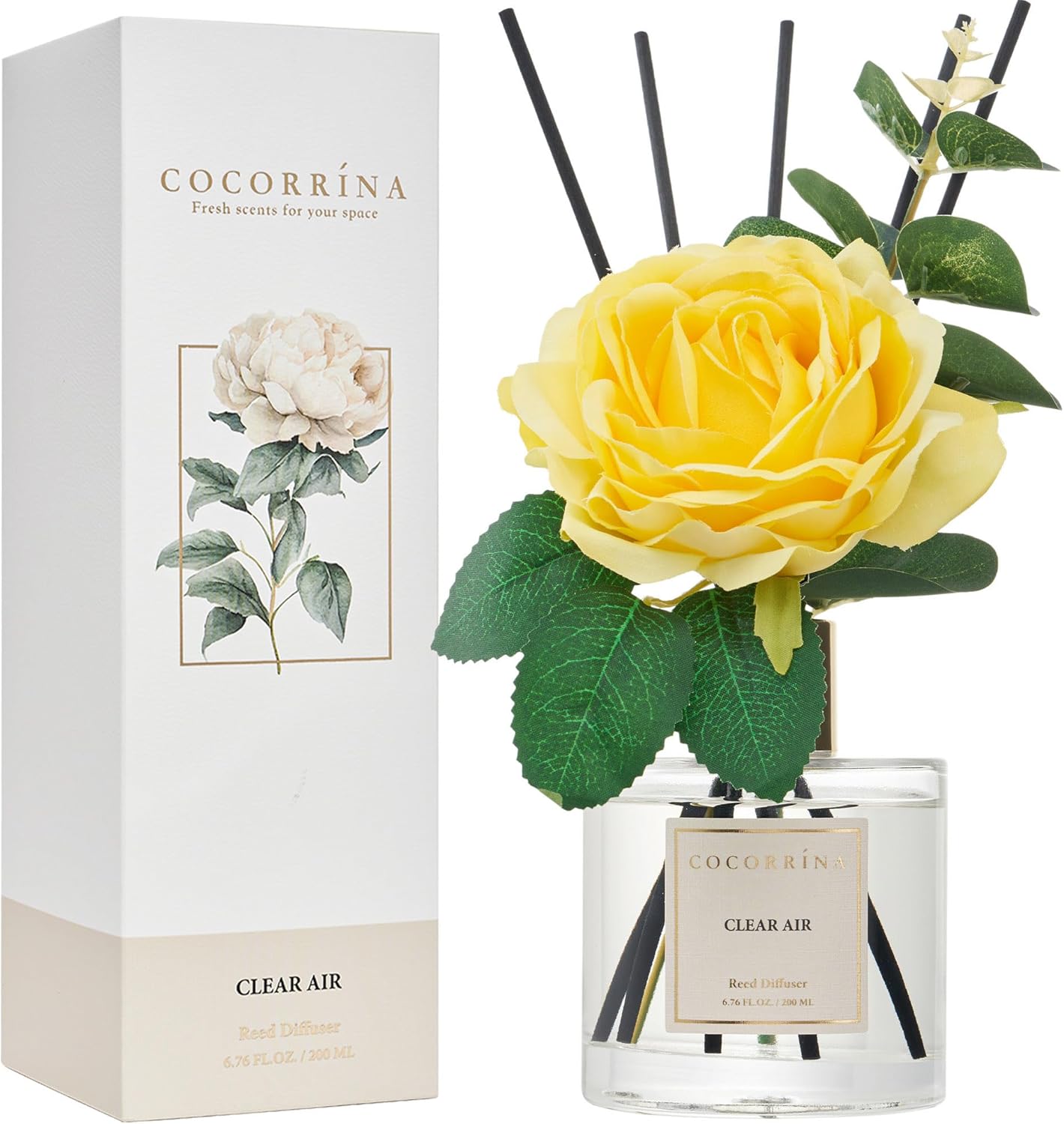 COCORRÍNA Reed Diffuser Set, Clean Linen Scented Diffuser with Sticks Home Fragrance Reed Diffuser for Bathroom Shelf Decor