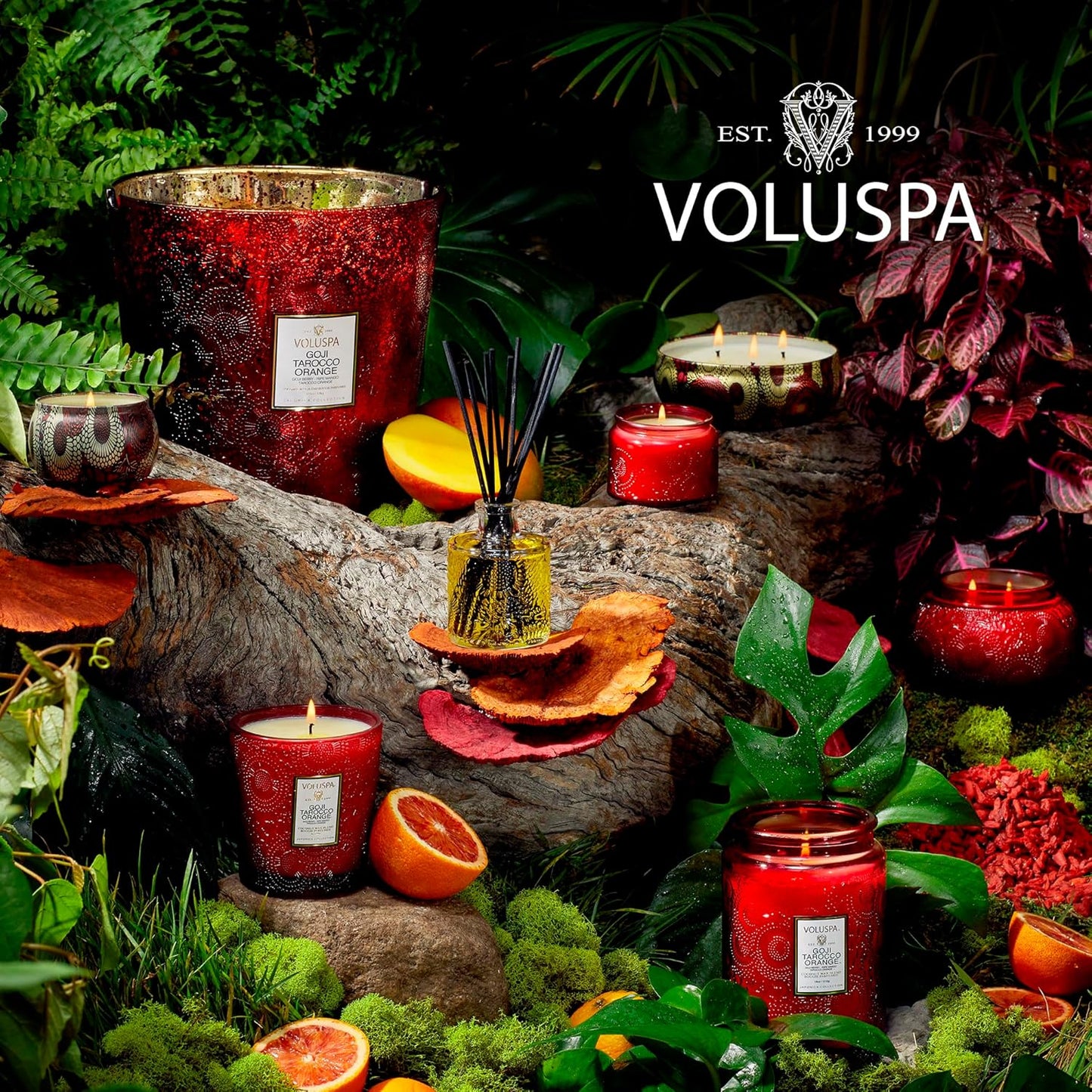 Voluspa Goji Tarocco Orange, Large Candle Jar, 18 oz, 100 Hour Burn Time, All Natural Wicks and Coconut Wax for Clean Burning, Vegan, Poured in the USA