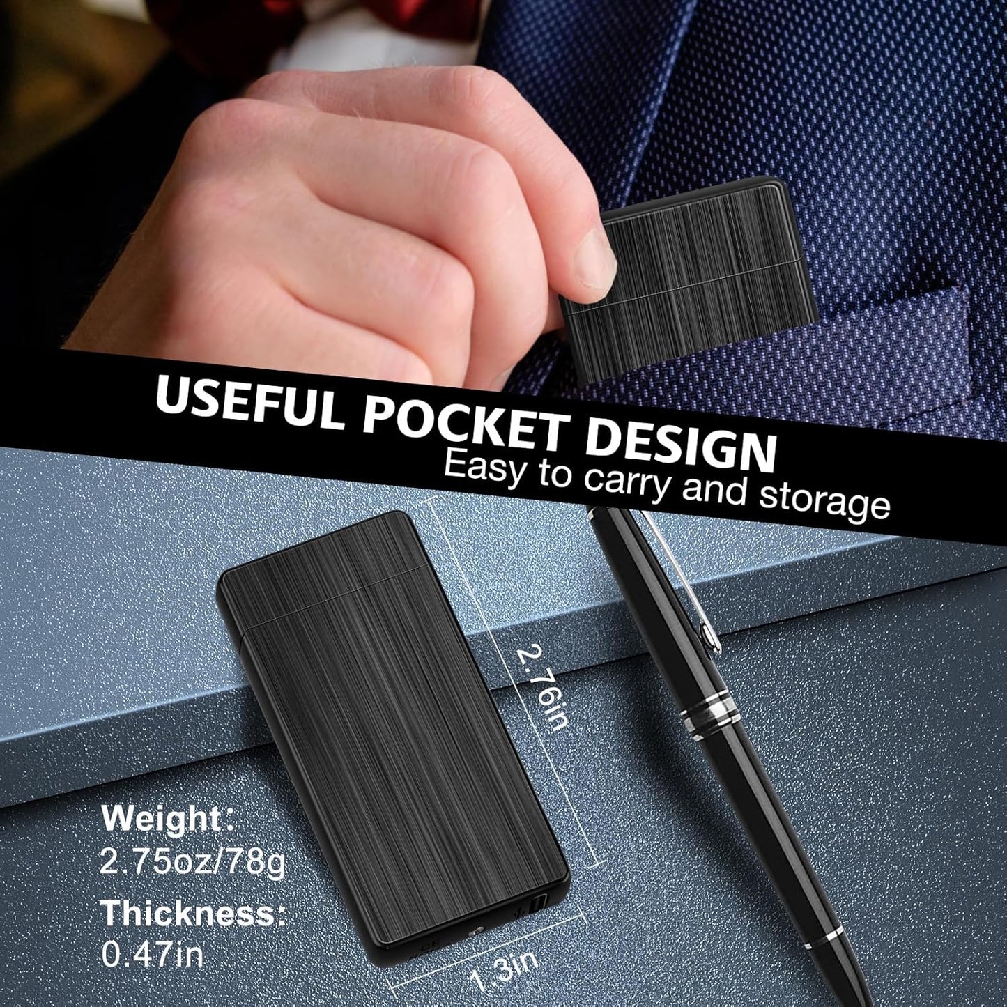 LcFun Electric USB Rechargeable Lighter, Windproof Plasma Dual Arc Lighter, Electronic Flameless Cool Lighters Gifts for Men Fathers Husband (Gold Dragon)