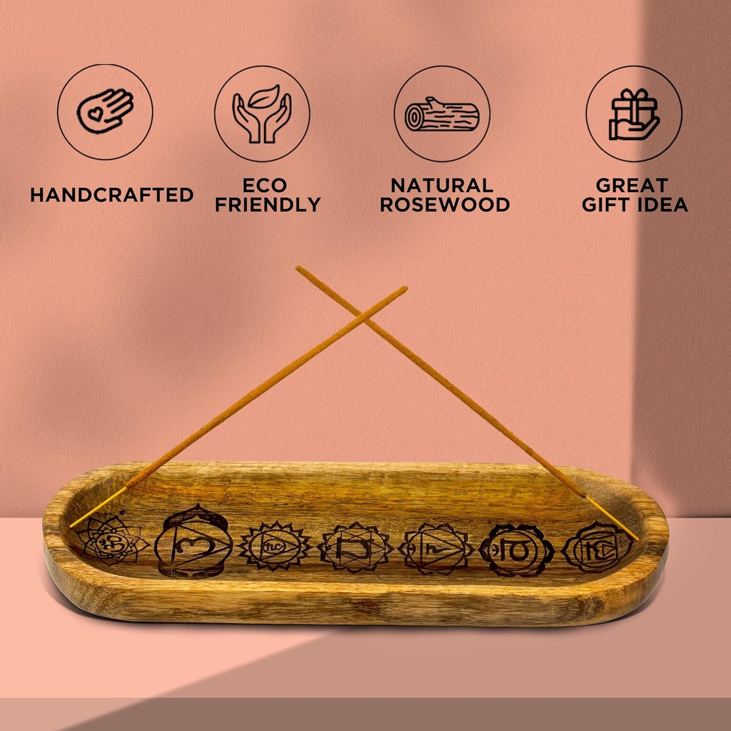 UnitedPrime Incense Holder-Incense Burner/Ash Catcher-Handmade Wooden Incense Tray Home Decor 11x4x1.2 Inches