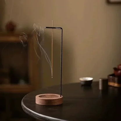 Upside Down Incense Burner - Incense Stick Holder - Wooden, Round Incense Tray