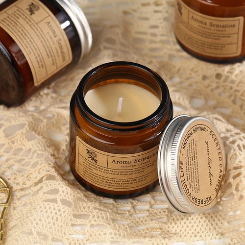 Sandalwood Scented Wax Candle - Smokeless Aromatic Soybean Candle