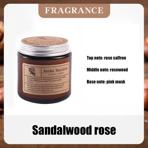 Sandalwood Scented Wax Candle - Smokeless Aromatic Soybean Candle