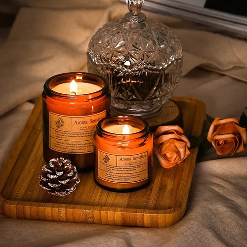 Lavender Scented Wax Candle - Smokeless Aromatic Soybean Candle