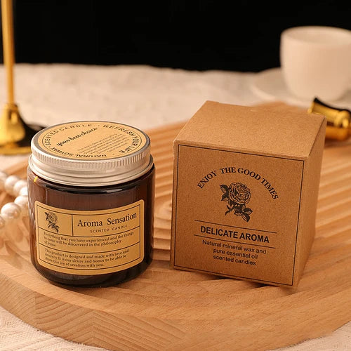 Sandalwood Scented Wax Candle - Smokeless Aromatic Soybean Candle