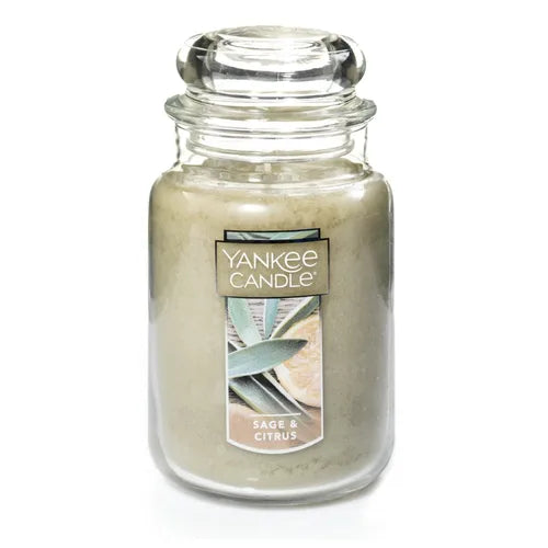 Yankee Candle | Sage & Citrus Scented, Classic 22oz Large Jar Single Wick Aromatherapy Candle, Over 110 Hours of Burn Time