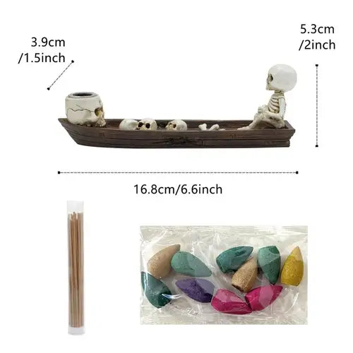 Skeleton Incense Burner, Boat Incense Stick Tray